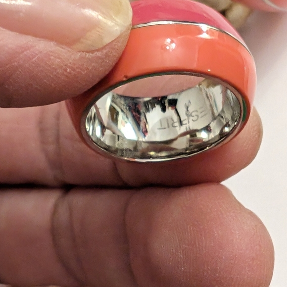 Esprit Two Tone Pink Stainless Steel Ring/ Band and Clamp Bracelet. - Picture 7 of 8